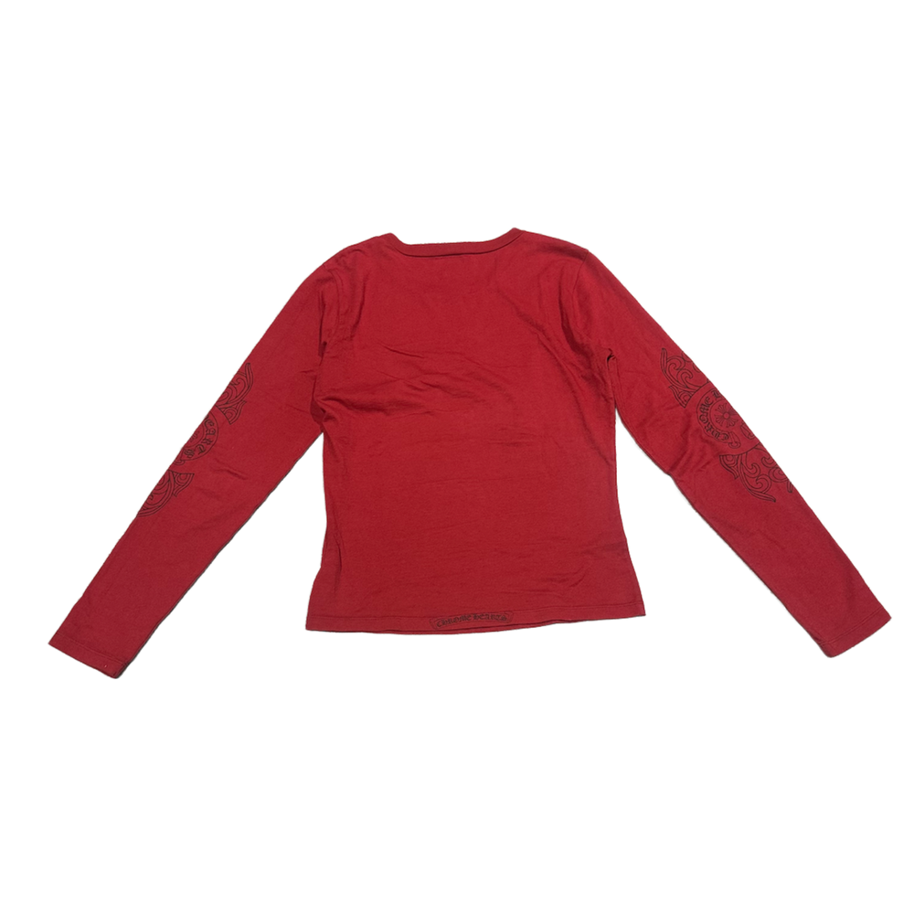 Chrome Hearts 'Red' Women's Vintage Floral Longsleeve Cropped Tee