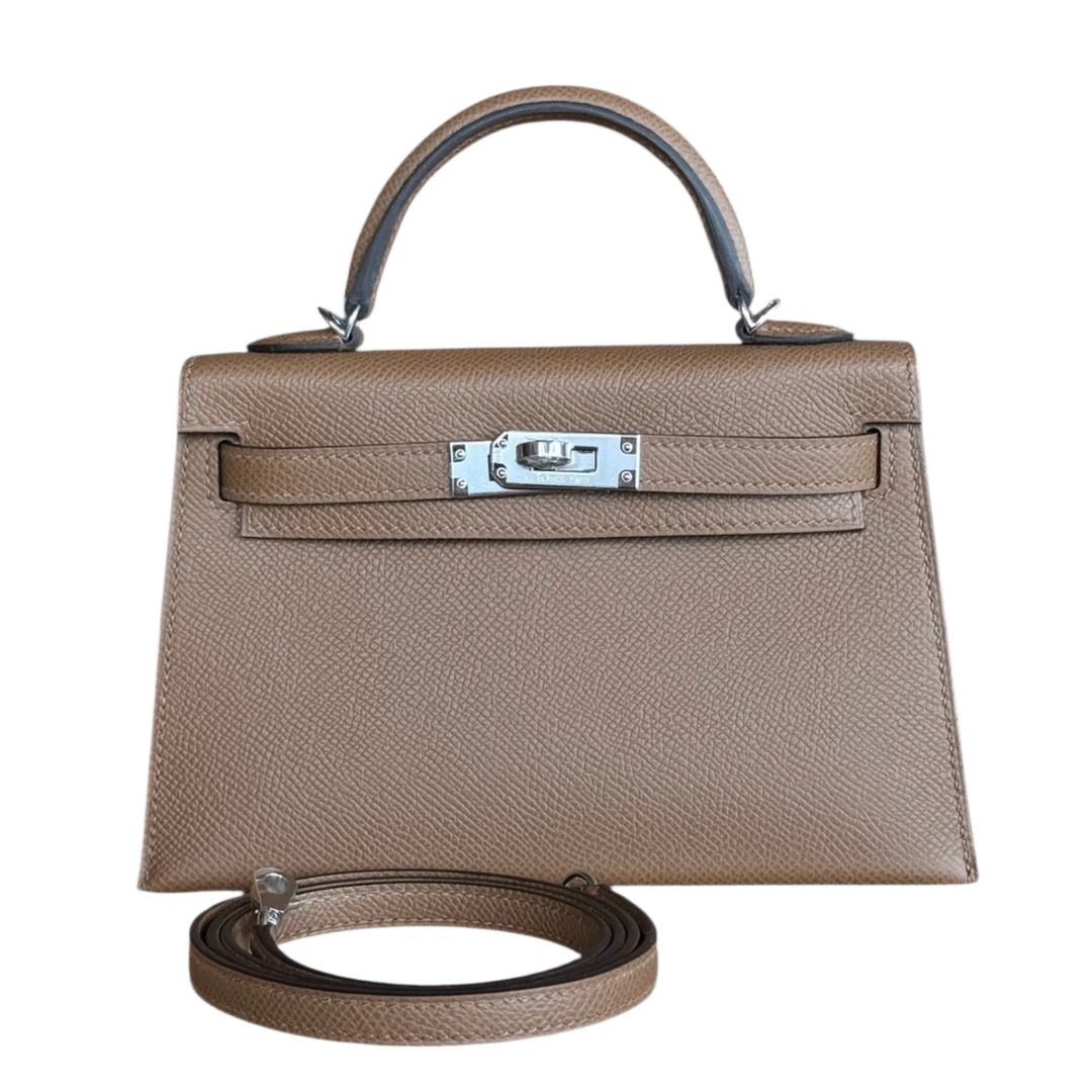Hermès Kelly 'Tan Brown' Palladium Hardware Mini Kelly 20