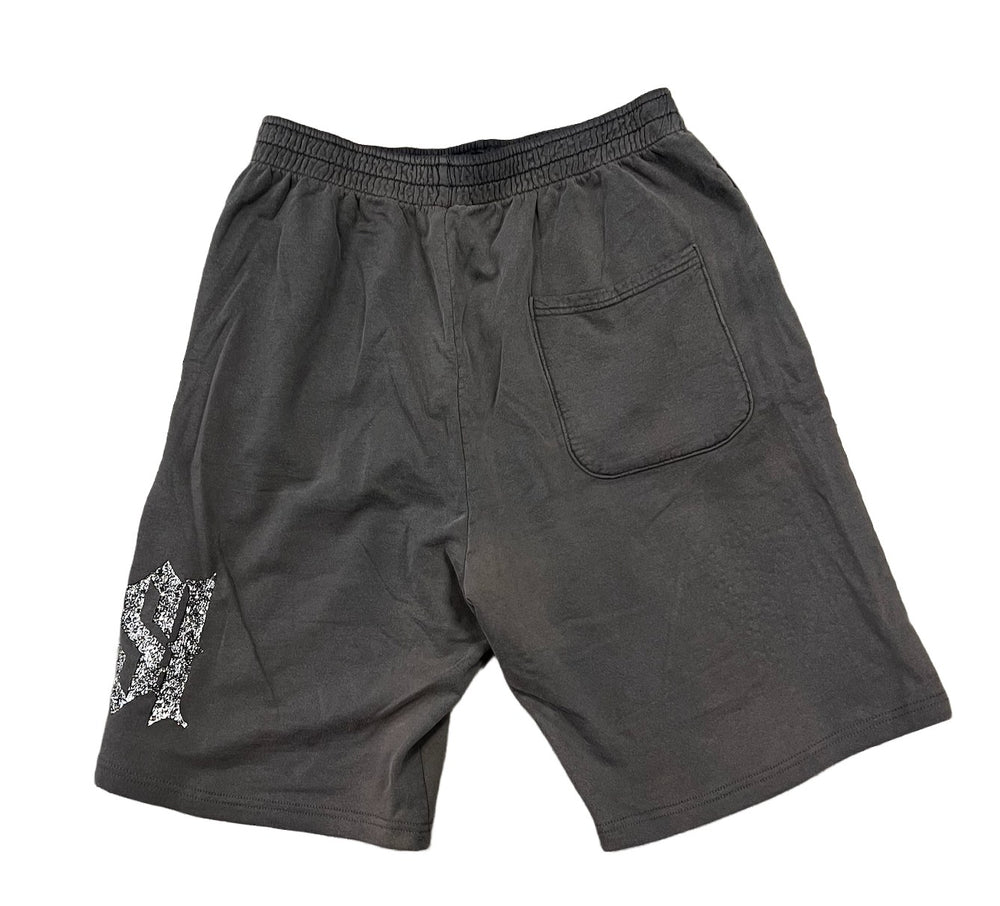 Bossi 'Washed Grey and White' Rhinestone Sweatshorts 