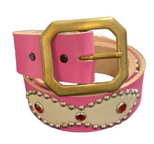 Studded 'Tan Leather Sun Gem' Pink Belt