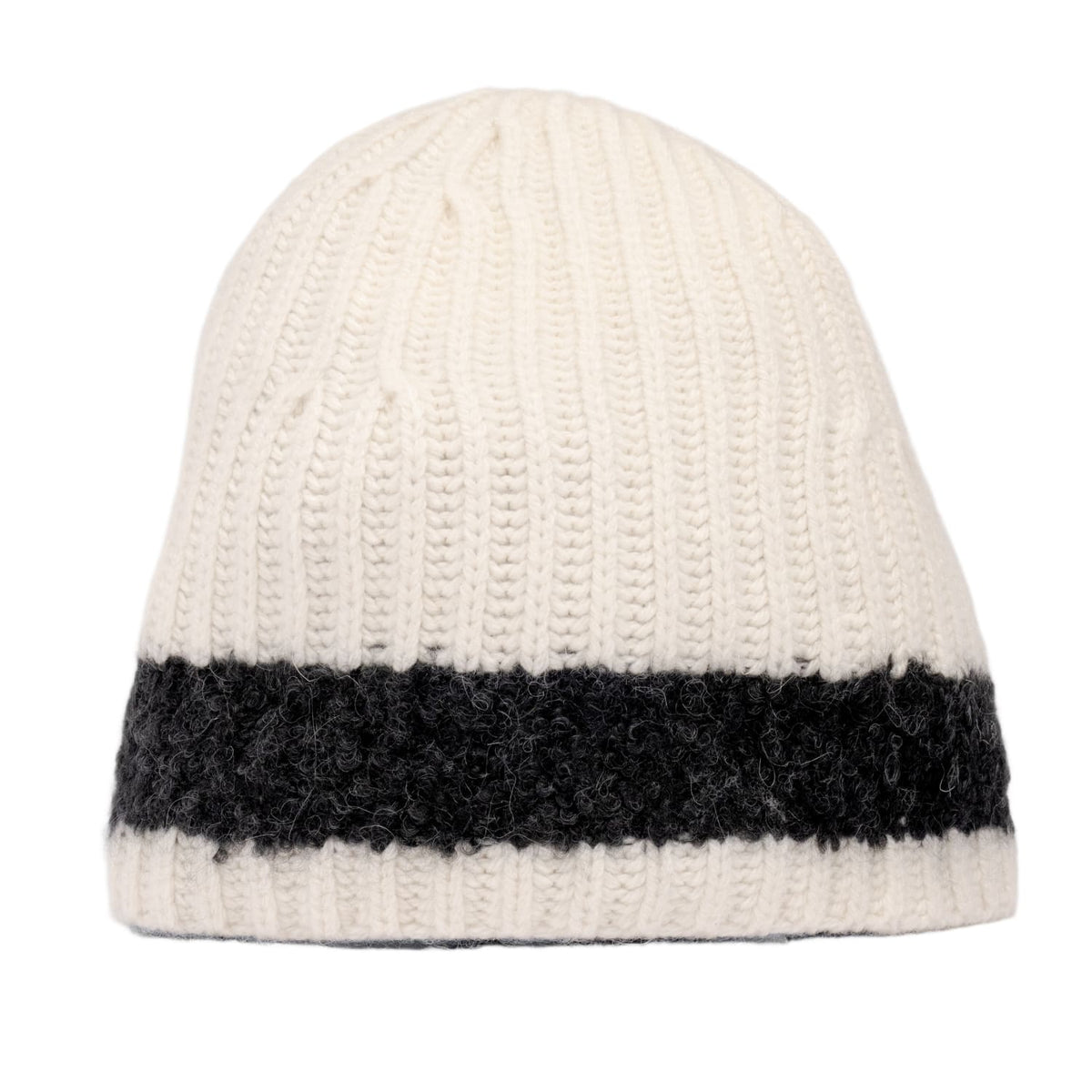 Chanel 'Black Stripe' Ecru CC Cashmere Beanie