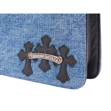 Chrome Hearts 'Blue' Denim Cemetery Cross Patch Purse