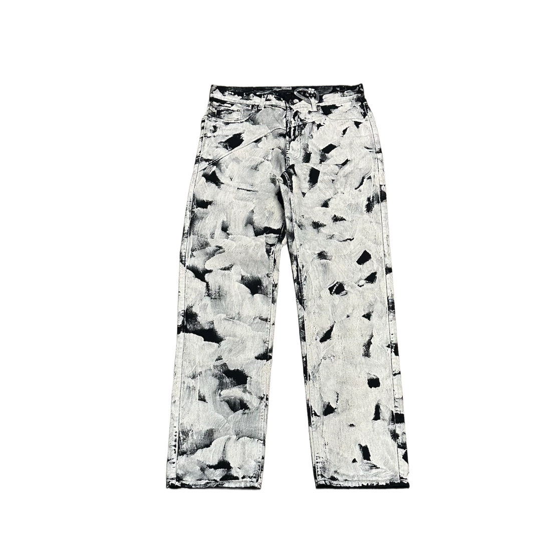 Heliot Emil 'Black/White' Painted Straight Leg Jeans