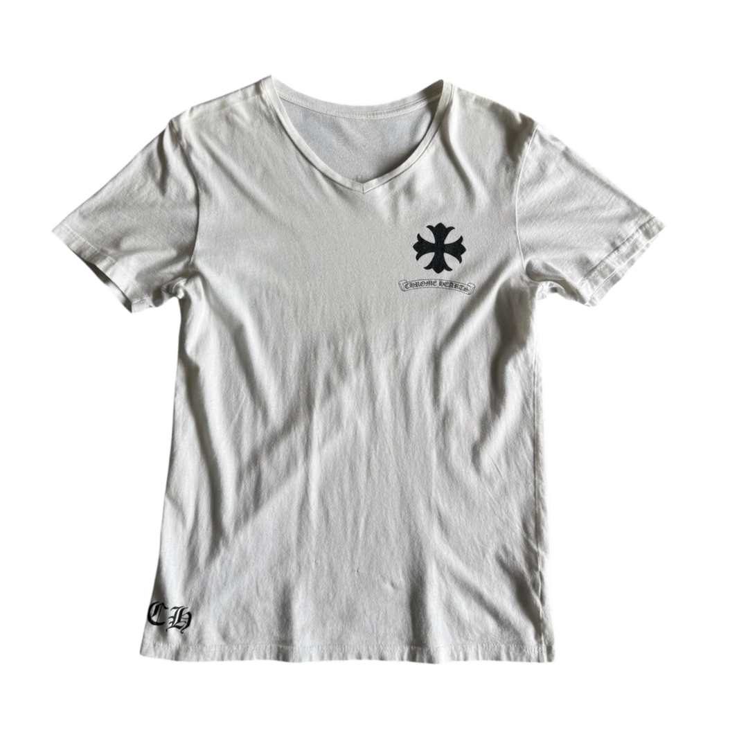 Chrome Hearts Vintage 'Kaleidoscope' V Neck White Tee