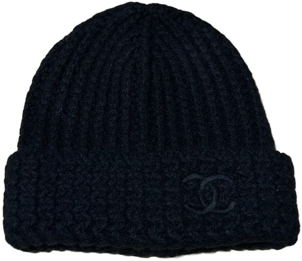 Chanel 'Black/Black' Cashmere Cloche Beanie
