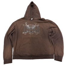 Bossi' Skull & Bones' Washed Brown Zip Up Hoodie