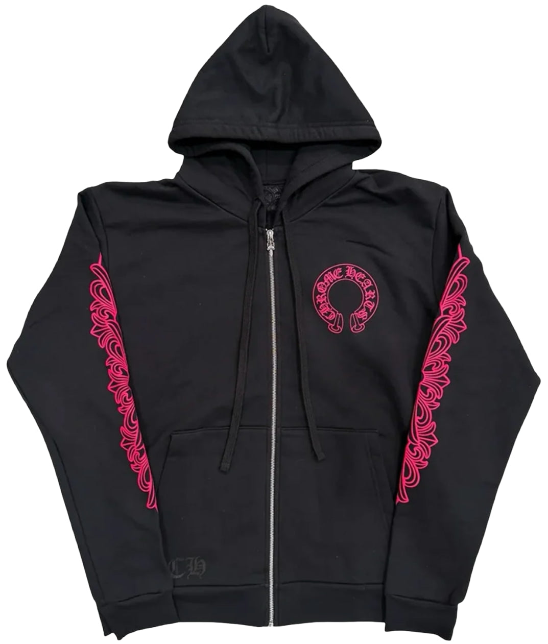 Chrome Hearts 'Pink Horseshoe' Floral Zip Up Hoodie