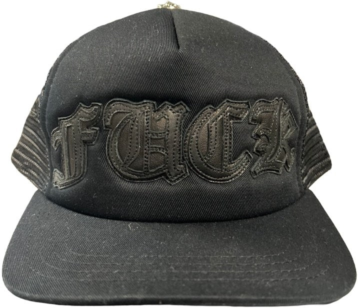 Chrome Hearts 'Black' FUCK Leather Trucker Hat