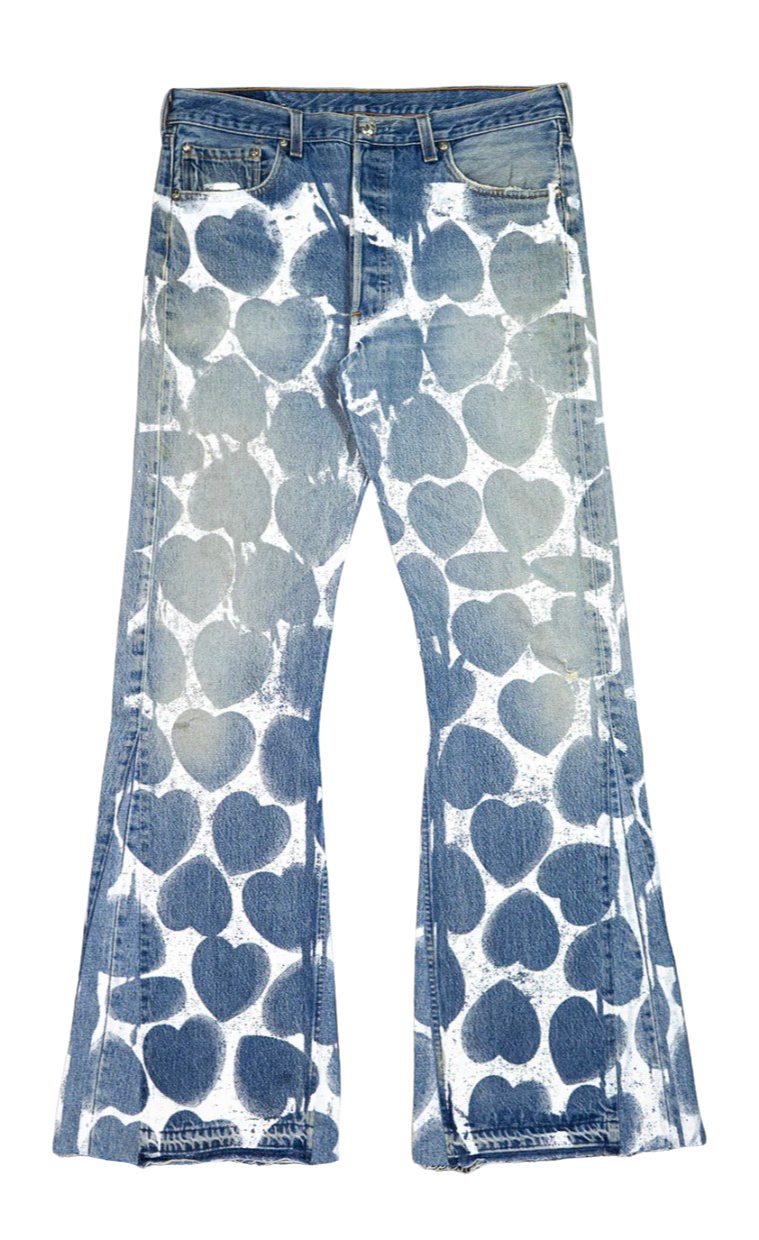 Readymade All Over Heart Print Flare Jeans