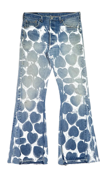 Readymade All Over Heart Print Flare Jeans