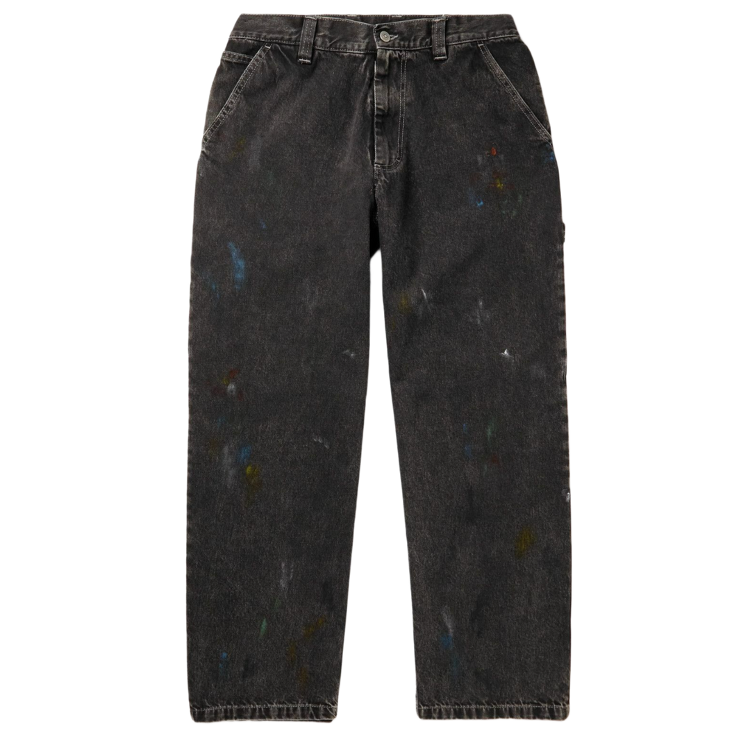 Maison Margiela 'Black' Wide Leg Paint Splattered Distressed Jeans 