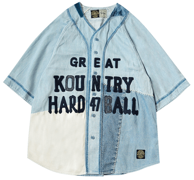 Kapital 8oz Reconstruction Denim 'Great Kountry' Baseball Shirt