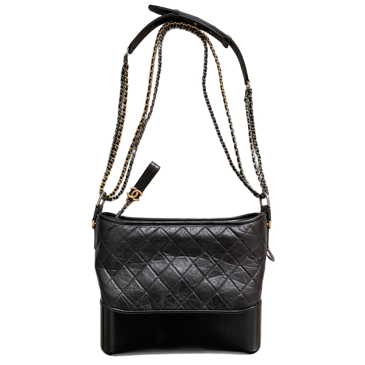 Chanel 'Black' Gabrielle Medium Quilted Hobo Shoulder Bag