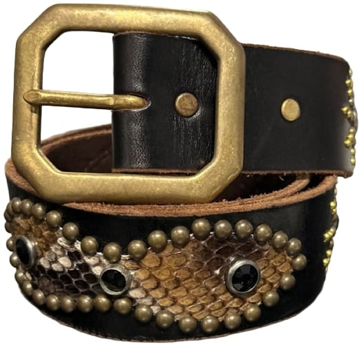Studded 'Metallic Brown Snakeskin' Belt
