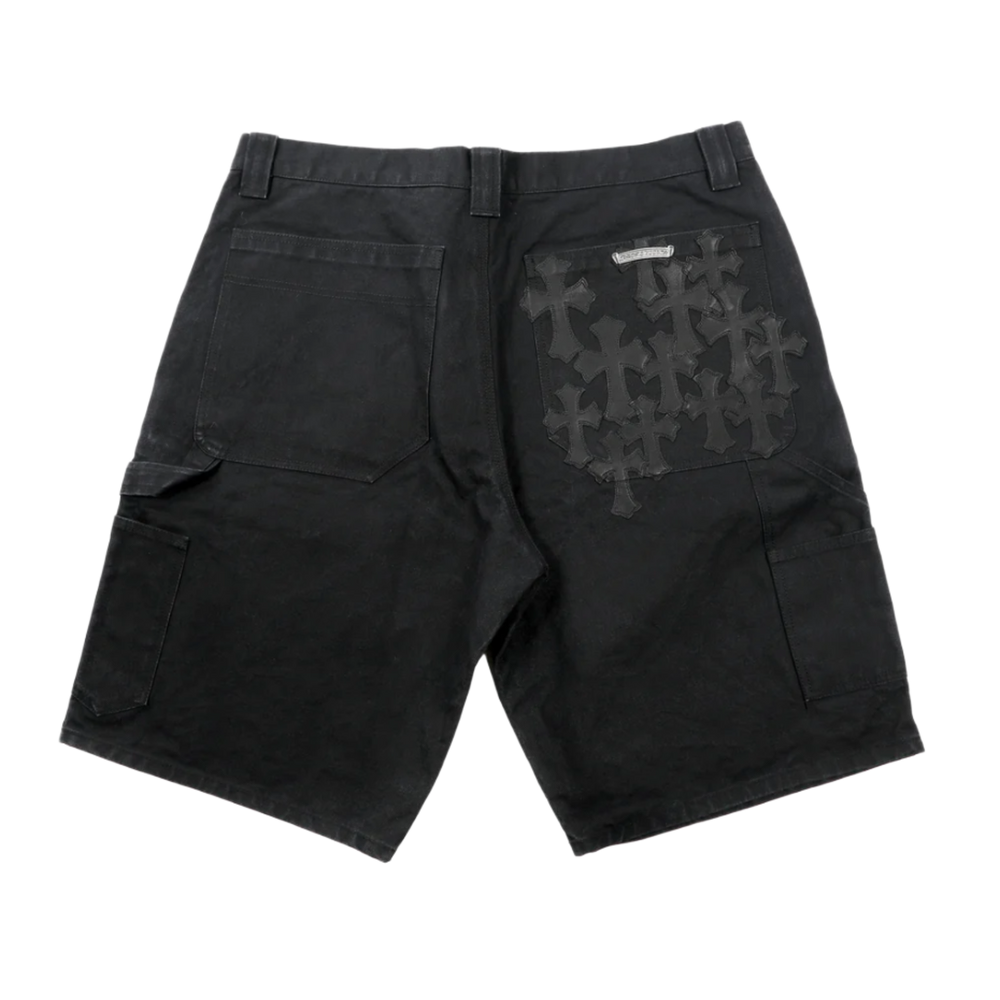 Chrome Hearts 'Black' Double Knee Cross Patch Carpenter Shorts