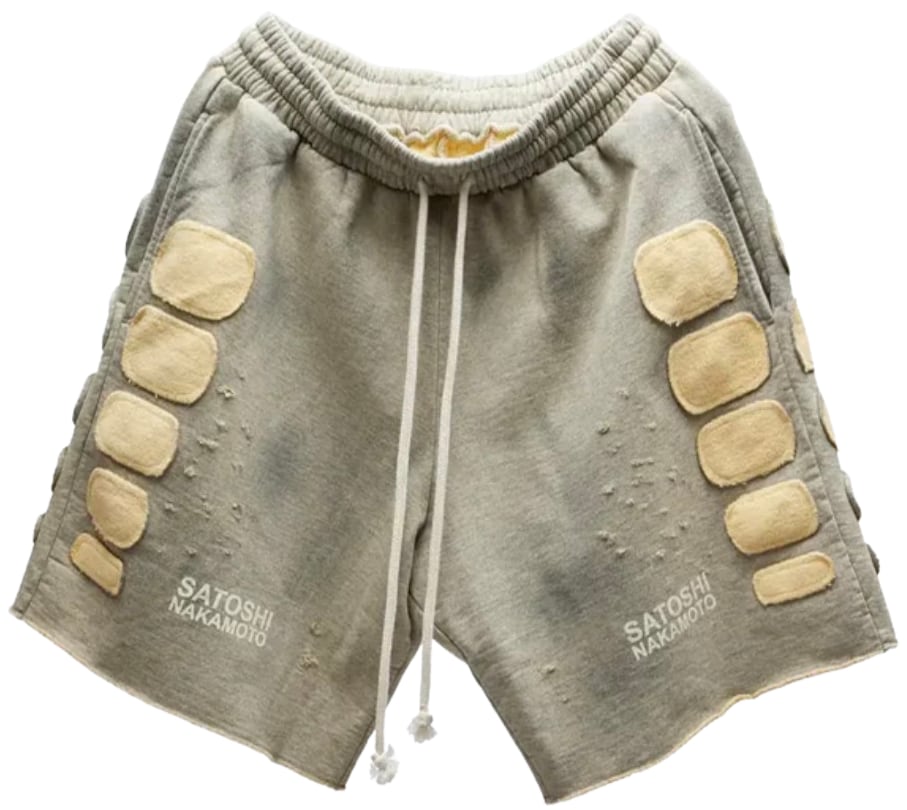 Satoshi Nakamoto 'Destroyed Patchwork' Moto Shorts