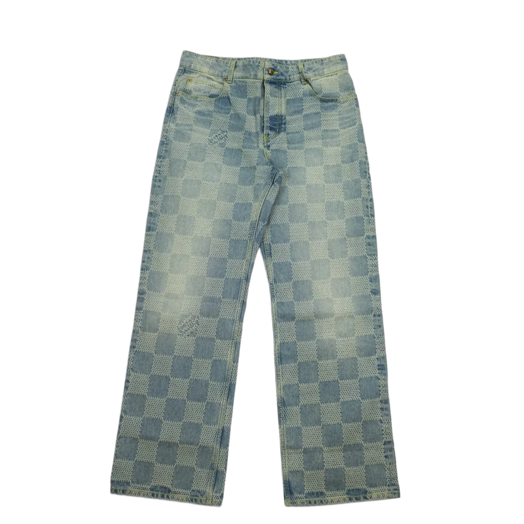Louis Vuitton '3D Damier' Jacquard Denim Skate Jeans