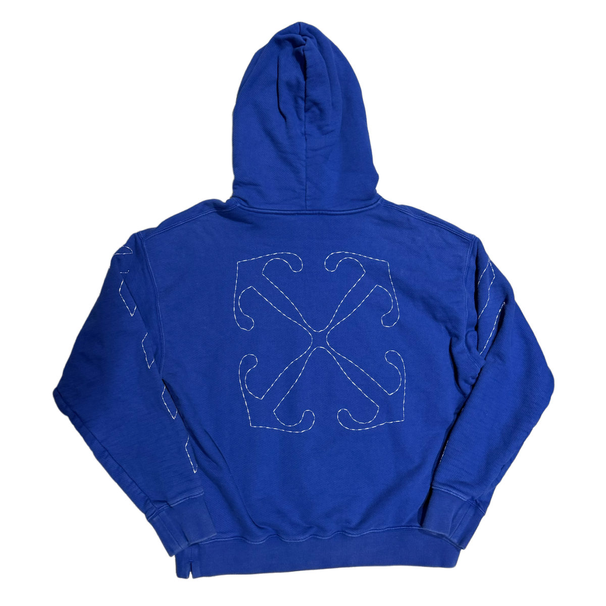 Off-White 'Stitched Logo' Blue Hoodie