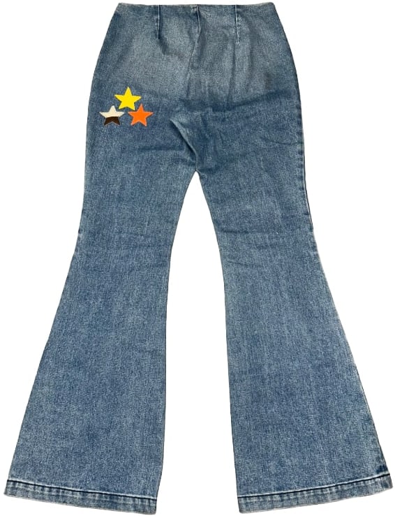 Chrome Hearts 'Fleur Knee Flare' Patchwork Denim Jeans