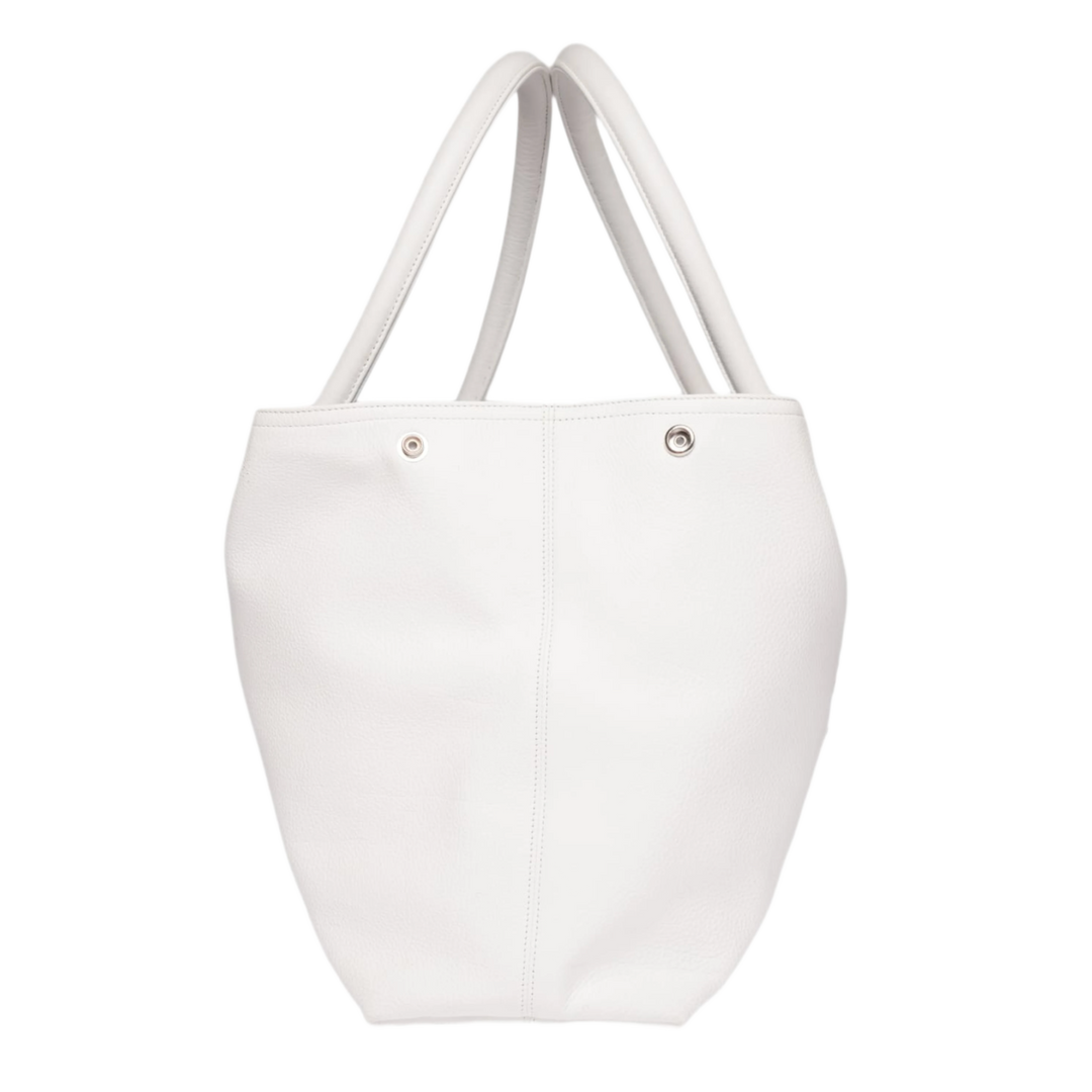 Chrome Hearts Fleur Patch White Leather Tote Bag