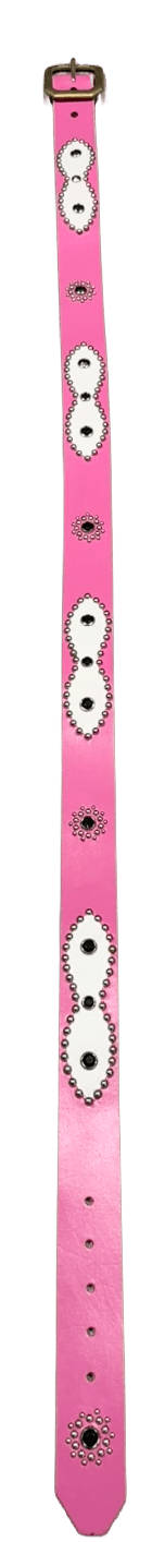 Studded 'White Leather/ Sun Gem' Pink Belt