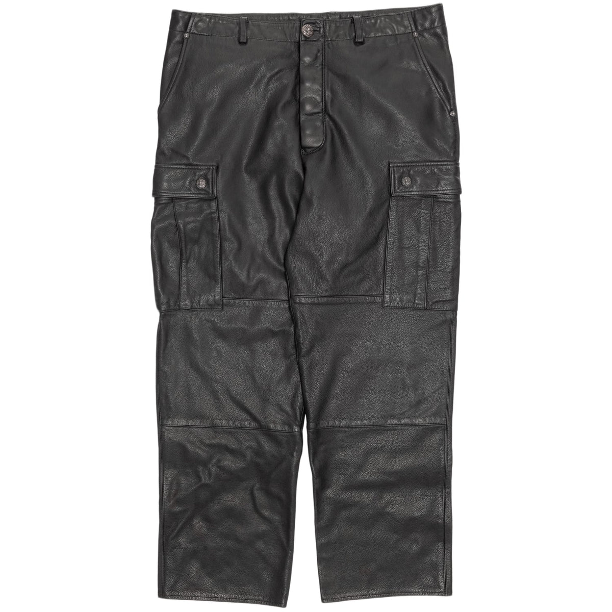 Chrome Hearts 'Devil Dog' Black Leather Cargo Pants