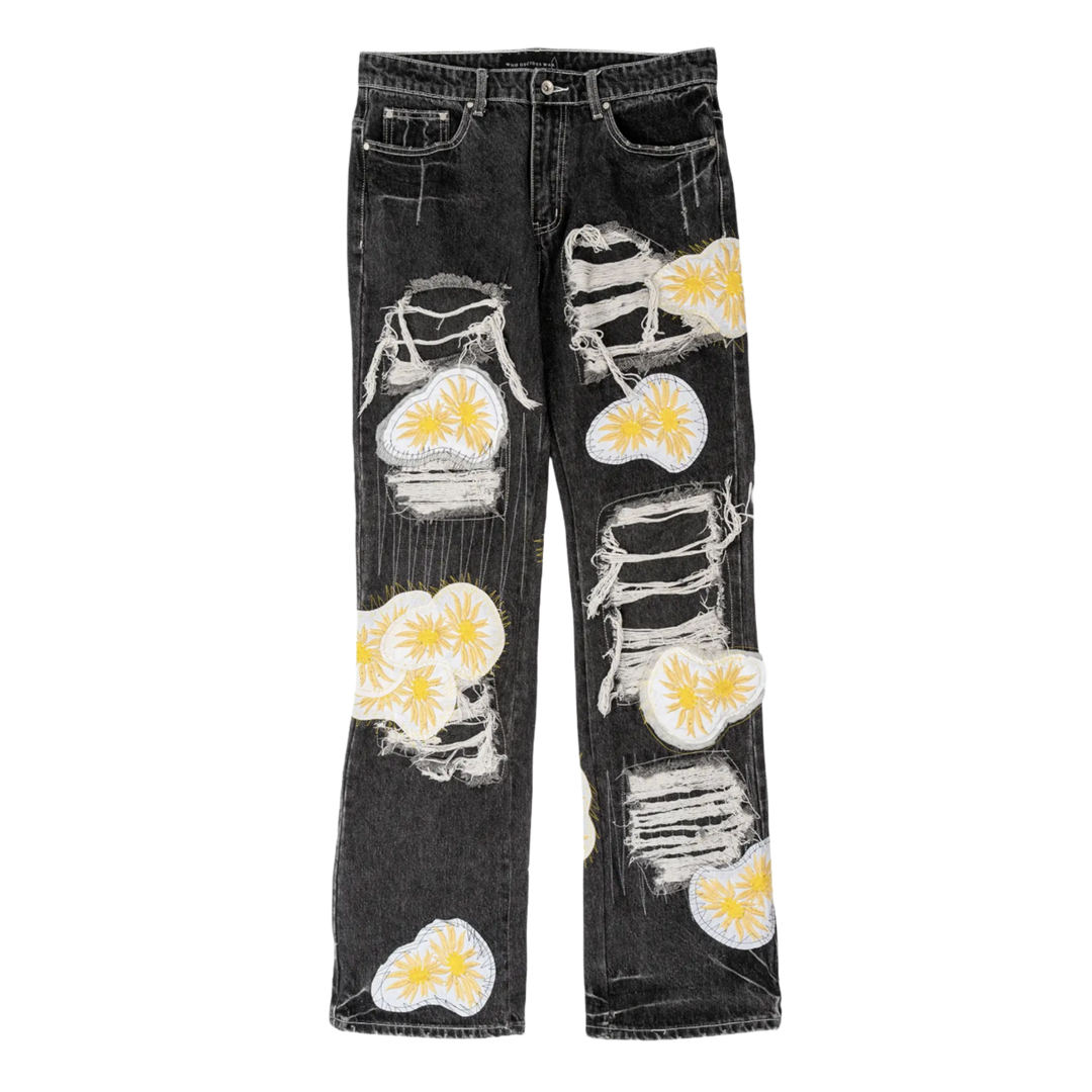 Who Decides War 'Daisy' Black Distressed Jeans