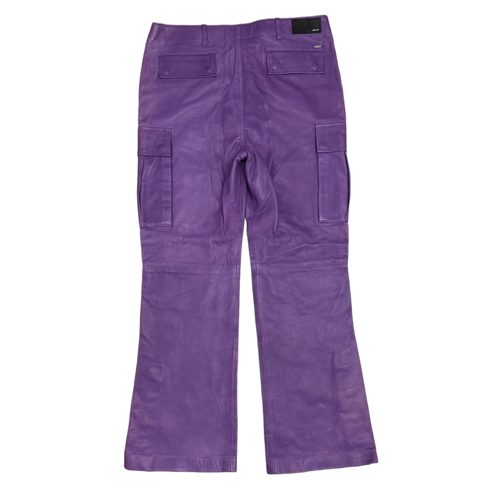 Amiri 'Purple Leather' Flare Cargo Pants