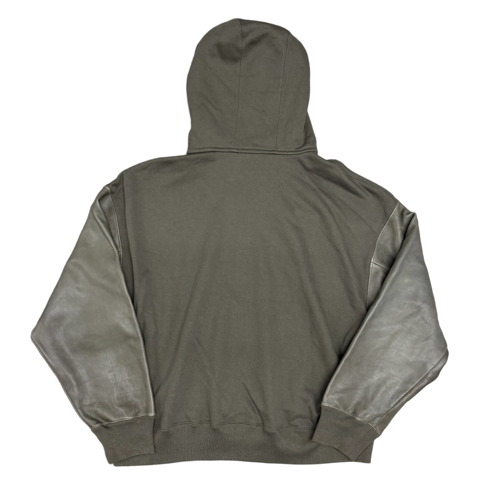Loewe 'Olive Green' Leather Sleeve Hoodie