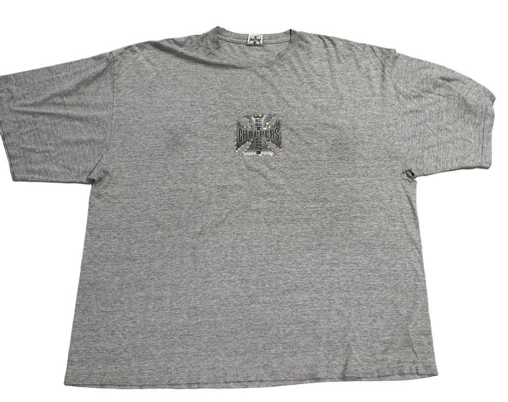 West Coast Choppers 'Long Beach' Vintage Rhinestone Grey Tee