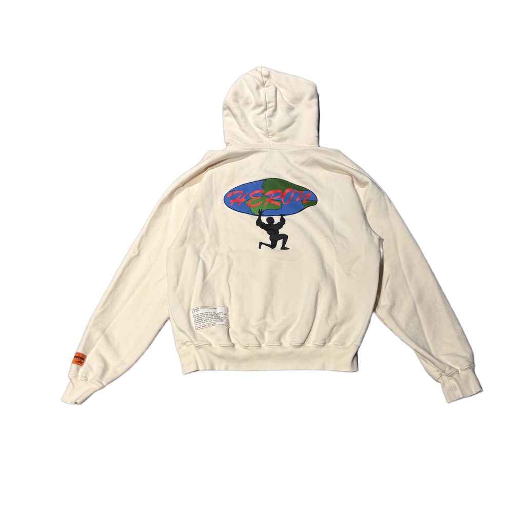 Heron Preston 'Cream' Distressed Weight Of The World Hoodie