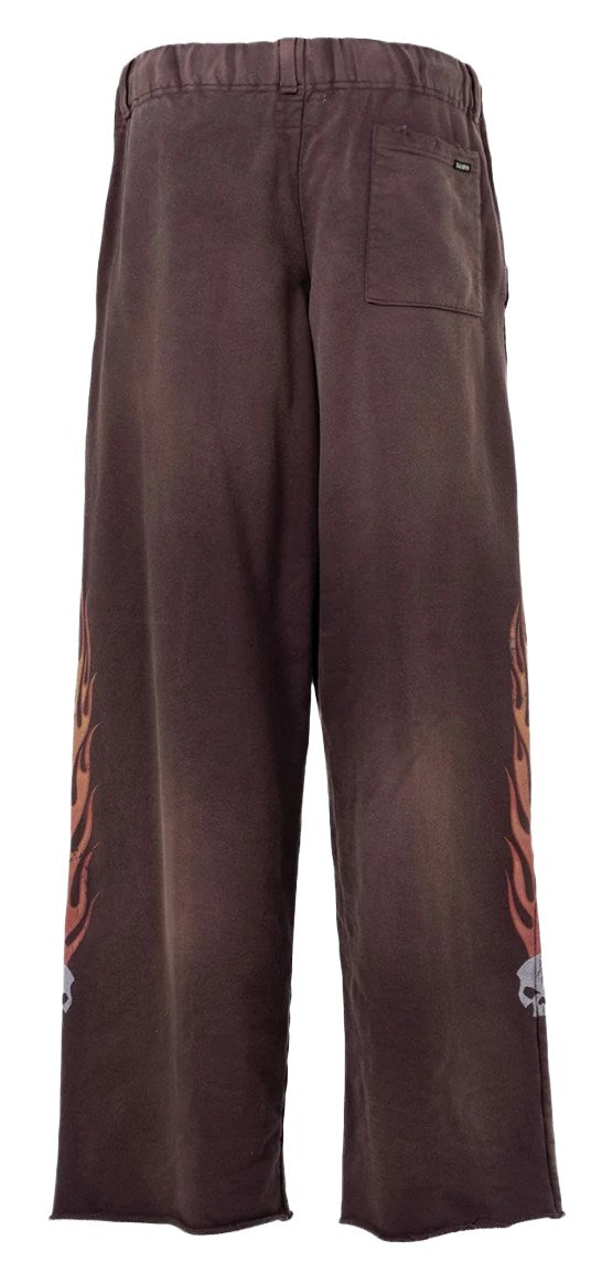 Kamiya 'Skull Flame' Brown Sweatpants