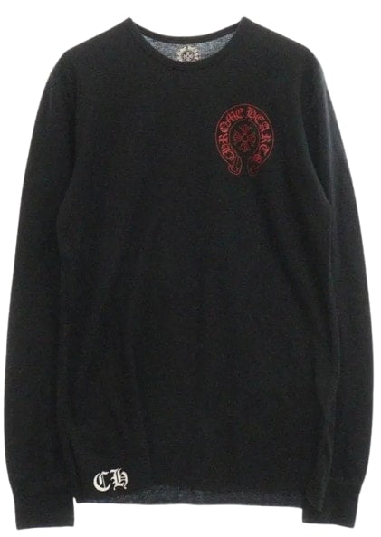Chrome Hearts Red Horseshoe Logo Thermal Longsleeve Tee