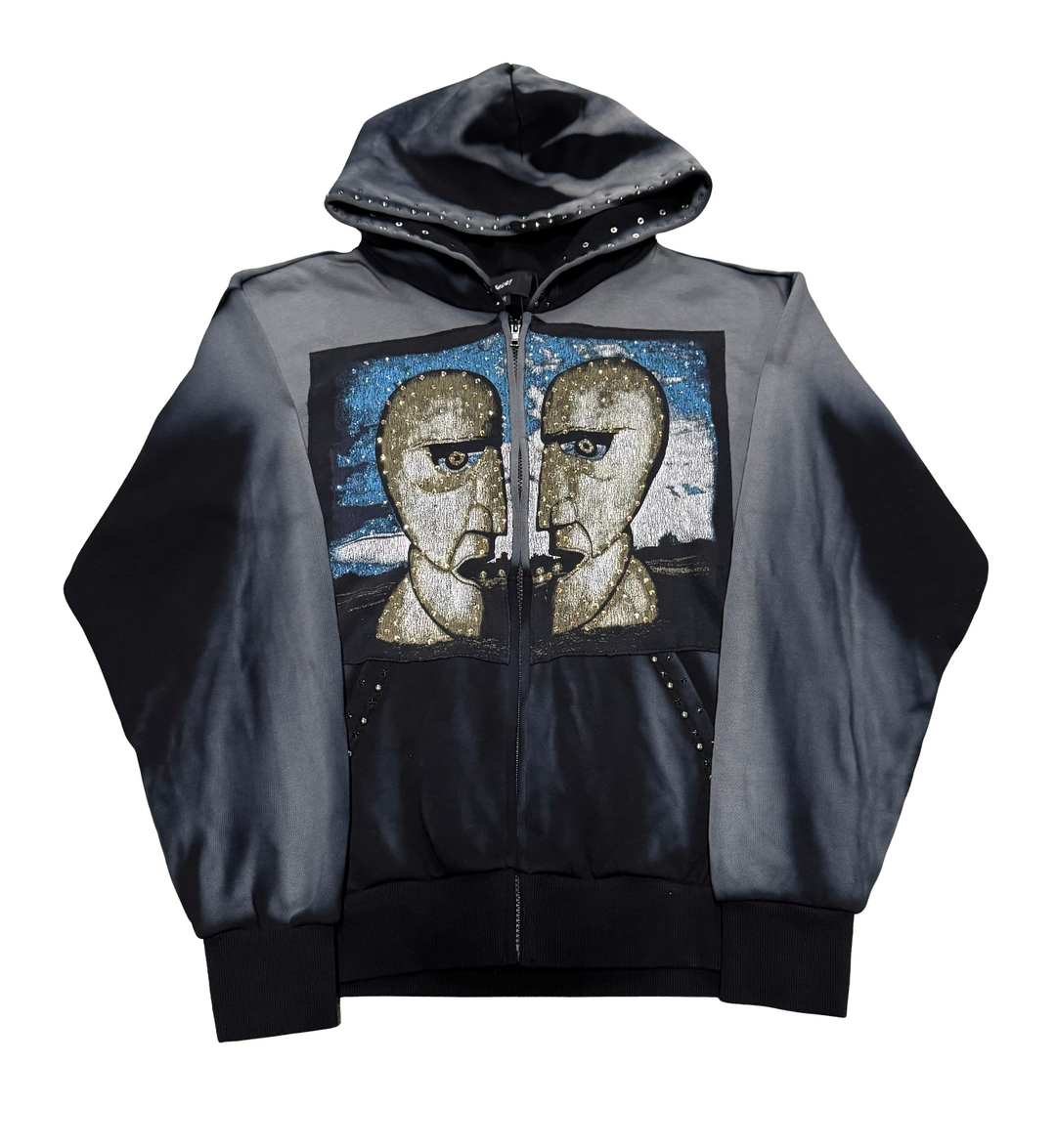 Bossi 'Faces' Vintage Rhinestone Zip Up Hoodie