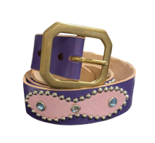 Studded 'Pink Leather/ Sun Gem' Purple Belt
