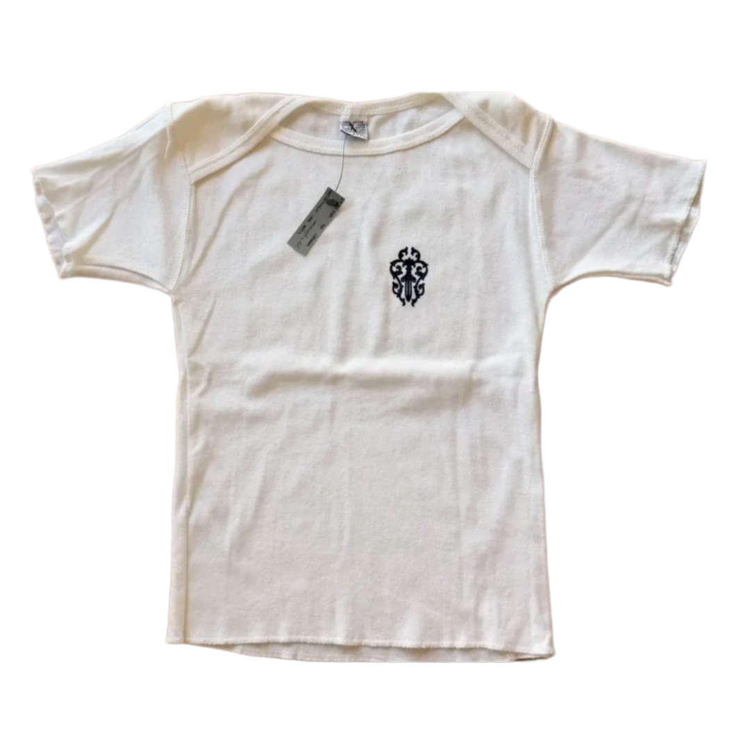 Chrome Hearts Vintage Womens 'Vine Dagger' White Baby Tee