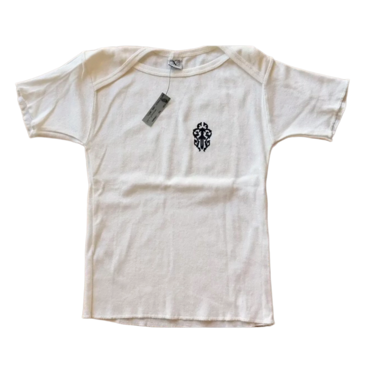 Chrome Hearts Vintage Womens 'Vine Dagger' White Baby Tee