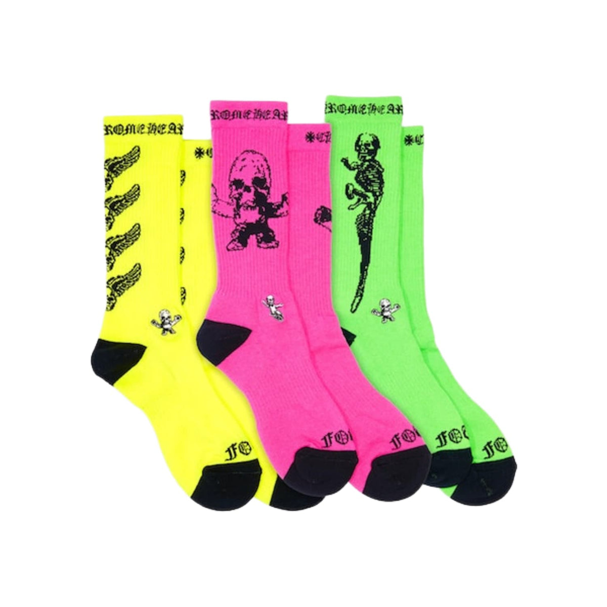 Chrome Hearts Foti 'Neon Sport' 3 Pack Socks