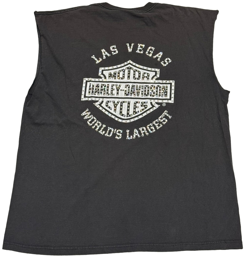 Harley Davidson 'Winged Harley' Rhinestone Vintage Cutoff Tee
