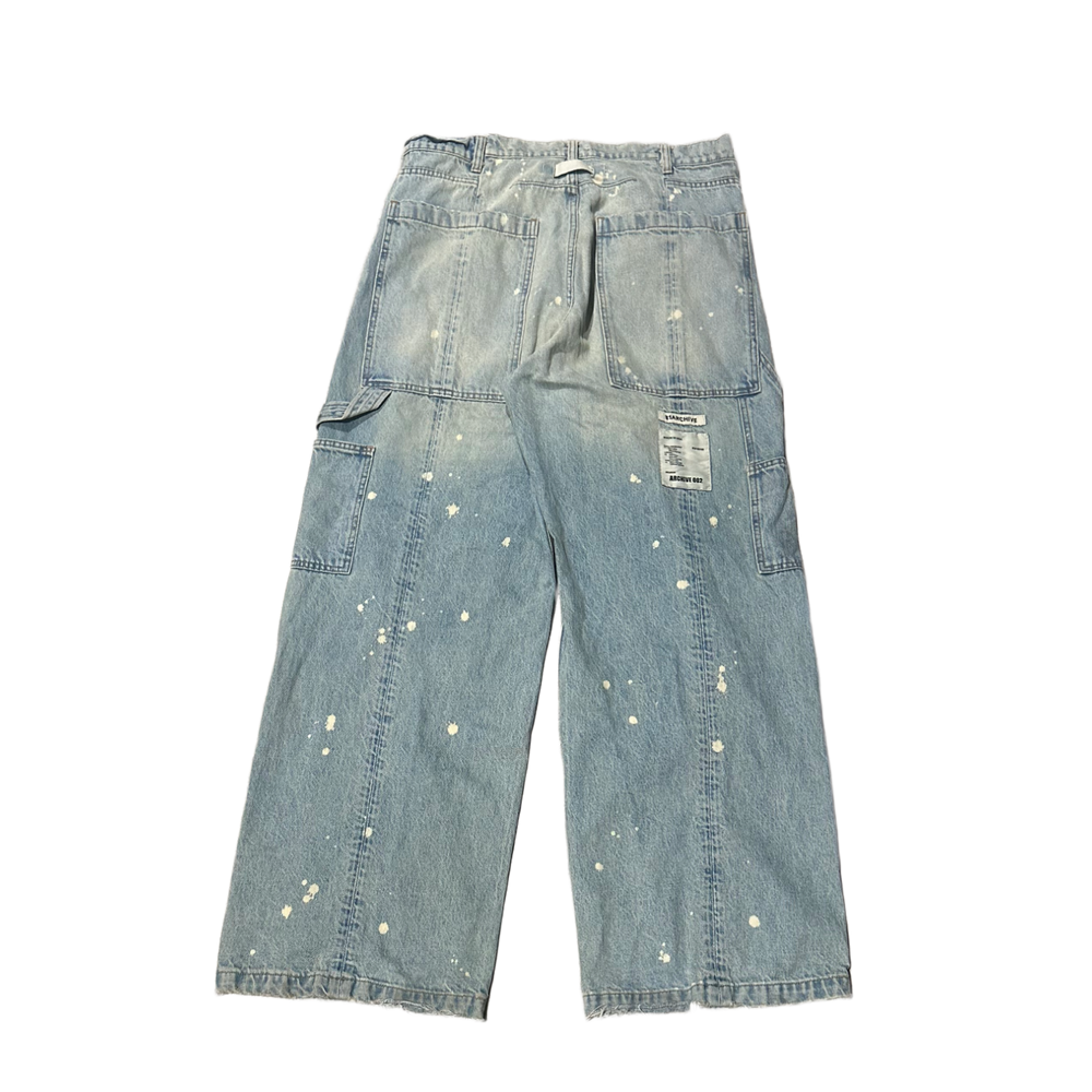B1Archive 'Blue' Double Knee Paint Splatter Jeans