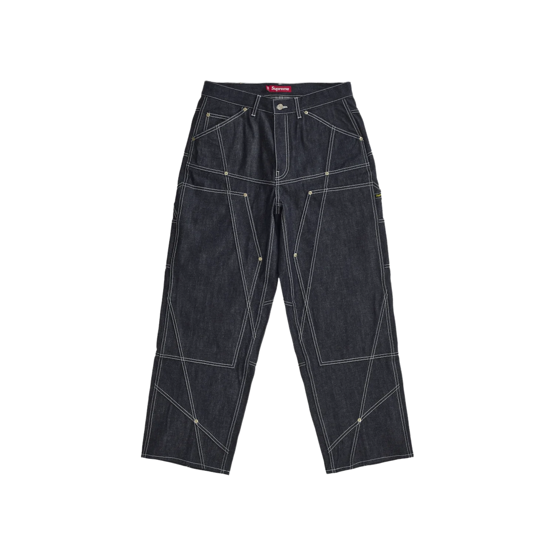 Supreme Contrast Stitch Double Knee Painter Jean Rigid Indigo