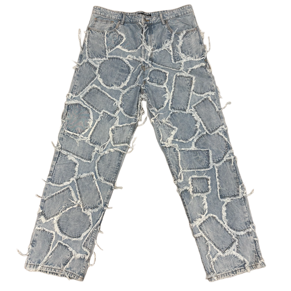Nahmias 'Patchwork Logo Washed Blue Denim' Jeans