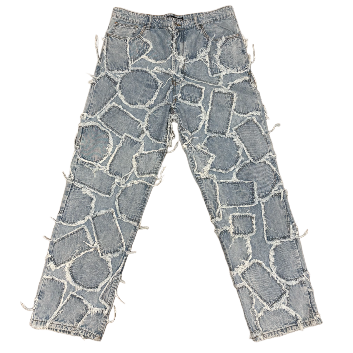 Nahmias 'Patchwork Logo Washed Blue Denim' Jeans