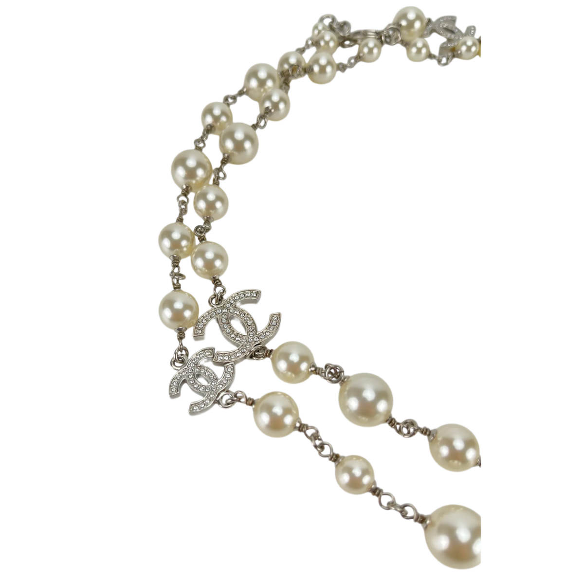 Chanel Graduated Pearl Crystal Long Necklace