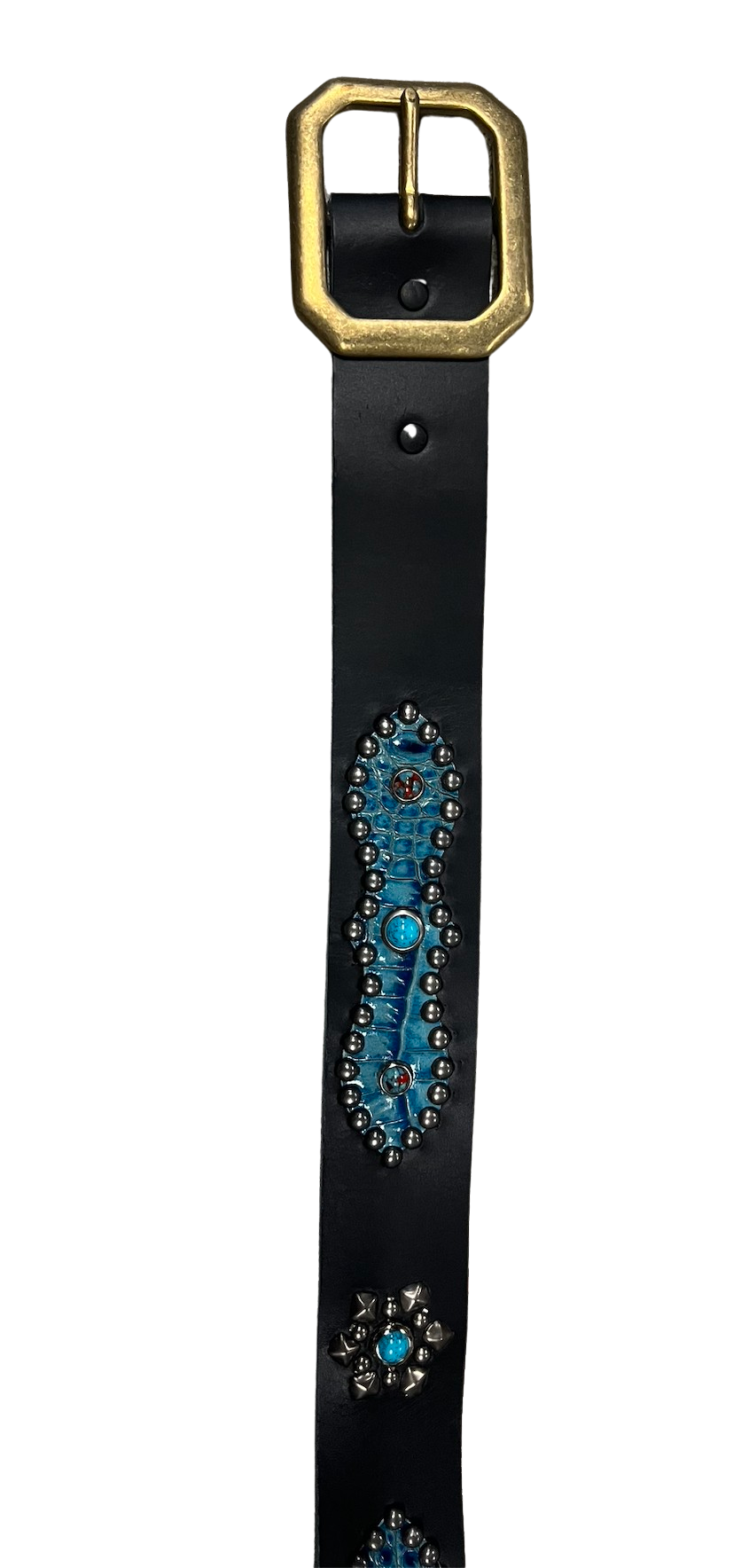 Studded Blue Python 'Black' Belt