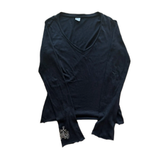 Chrome Hearts Vintage Women's 'Floral Cross' V Neck Black Longsleeve