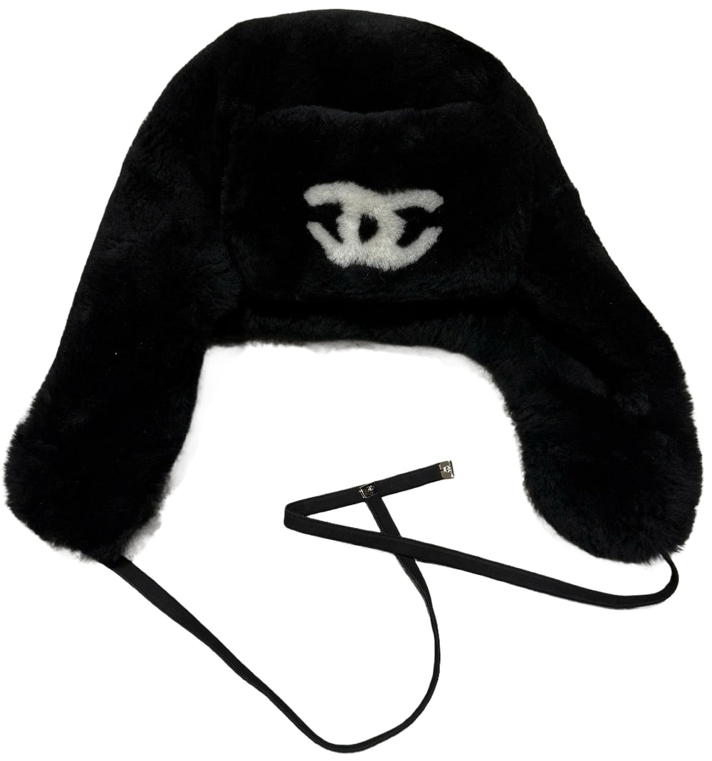 Chanel 'CC Logo' Shearling Trapper Furr Hat
