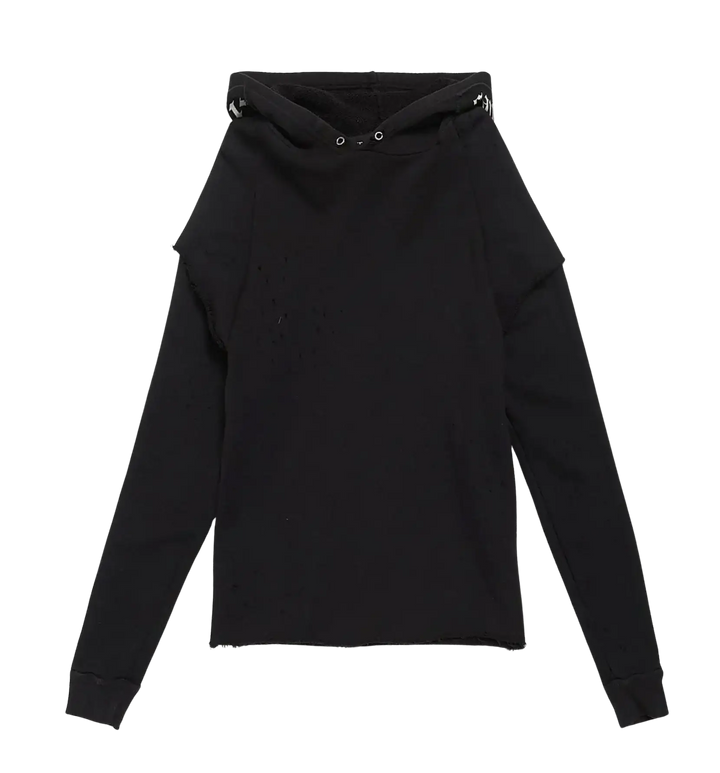 Enfants Riches Déprimés 'Hood Logo' Distressed Black Hoodie