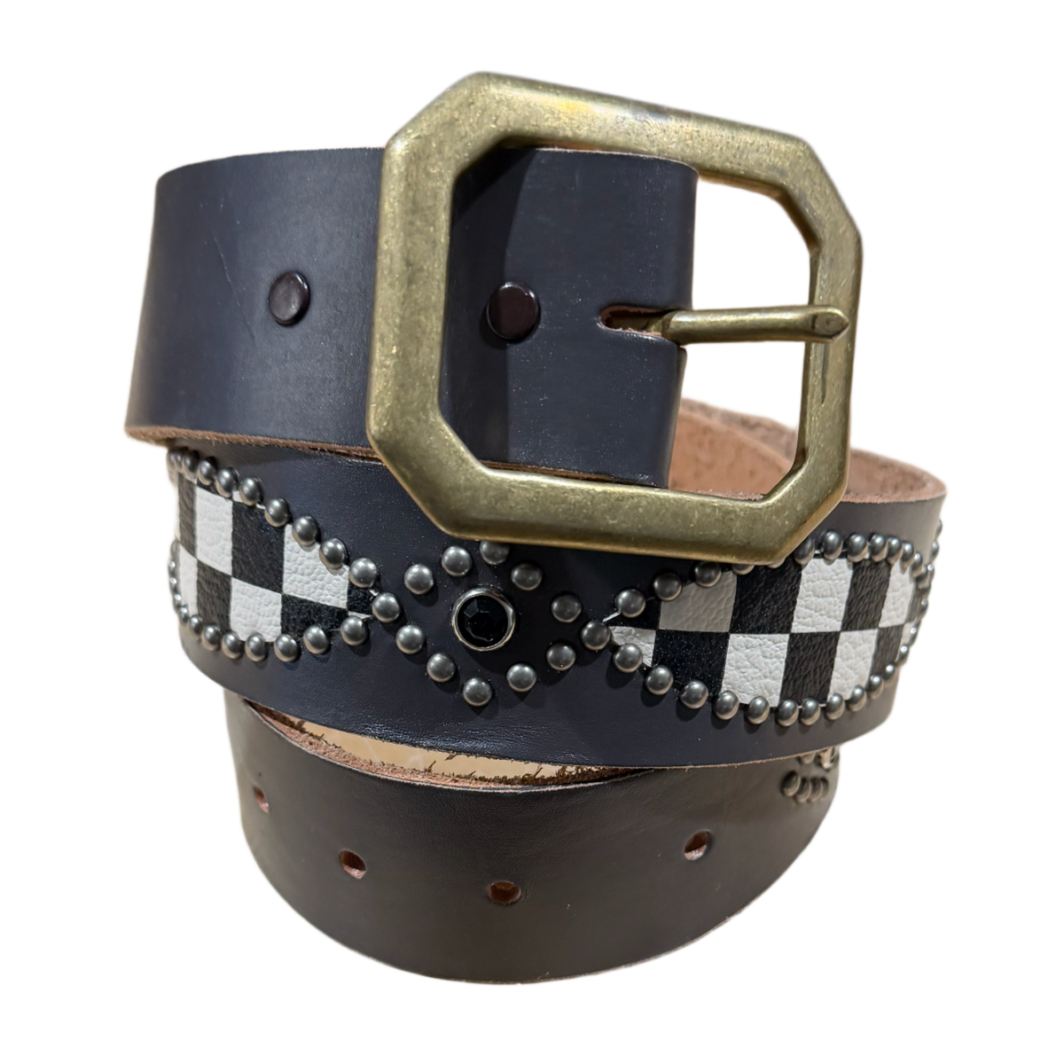 Studded 'Checkerboard' Grey Belt