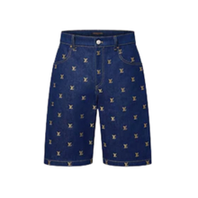 Louis Vuitton Embroidered Signature Denim Shorts Indigo